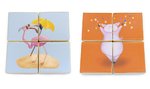 Puzzle gigante 4 peças de dupla face - Flamingo e Porco - 50x50x10 cm