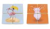 Puzzle gigante 4 peças de dupla face - Flamingo e Porco - 50x50x10 cm