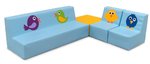 Conjunto de sofás com quadrado passaros - 140 x 100 x 37 cm - Assento 17 cm