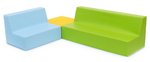 Conjunto com sofás com quadrado, sofá triplo, sofá duplo - 100x140x37 cm - Assentos 17 cm