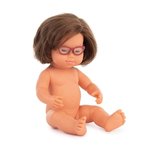 Bebé Europeu c/ óculos - Menina 38 cm