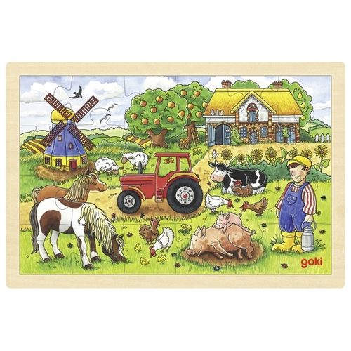 Puzzle de madera con marco 24 piezas - La granja del molino