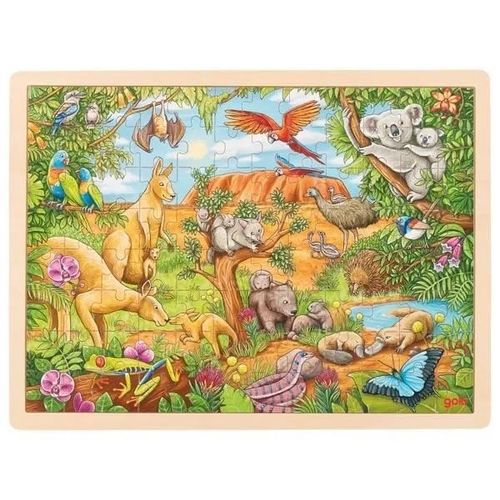Puzzle de madera con marco 96 piezas - Animales de Australia