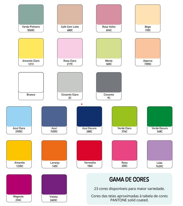 Cores revestimento disponiveis - Novas Cores Conjunto de Módulos com Roda