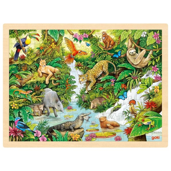 Puzzle madeira com moldura 96 peças - Animais América do Sul