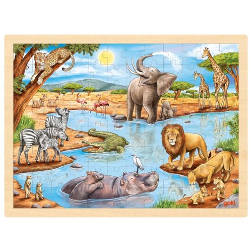 Puzzle madeira com moldura 96 peças - Selva Africana