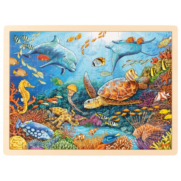 Puzzle madeira com moldura 96 peças - Coral