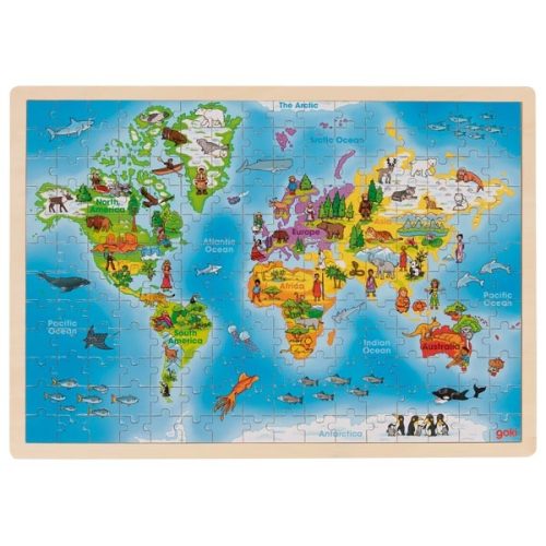 GK-57460.jpg Puzzle madeira com moldura 192 peças - Mundo