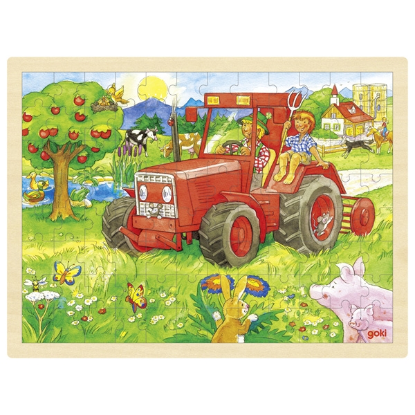 Puzzle madeira com moldura 96 peças - Tractor