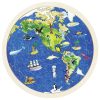 Puzzle em madeira redondo com moldura 57 peças - Mundo