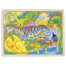 Puzzle madeira com moldura 48 peças - Dinossauros