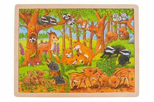 GK-57734.jpg Puzzle madeira com moldura 48 peças - Animais bebés na floresta