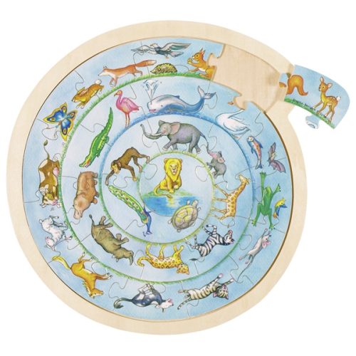 GK-57790.jpg Puzzle madeira redondo com moldura 27 peças - Animais