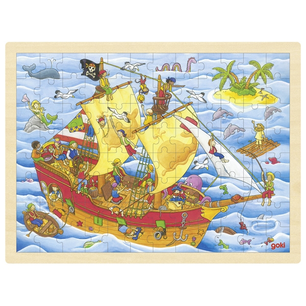 Puzzle madeira com moldura 96 peças - Barco