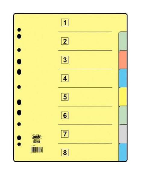 Separadores A4 com 8 divisões - Cartolina