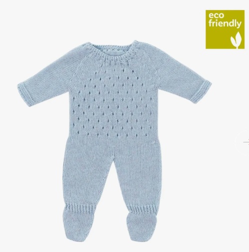 Pijama em malha - Azul Cinza - 38 cm