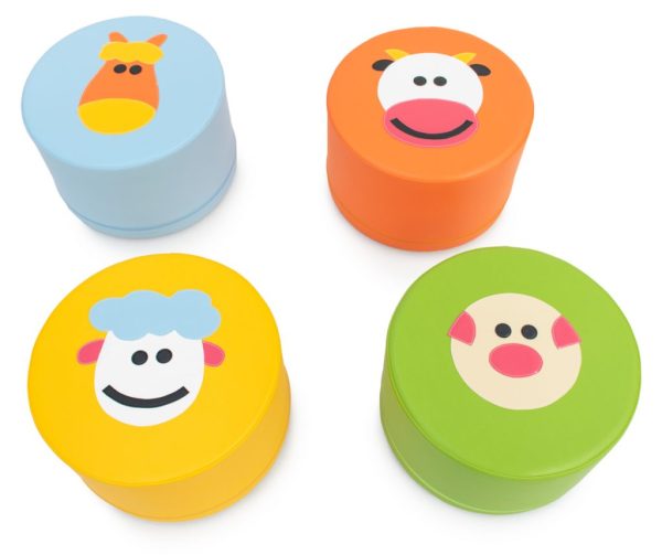 Conjunto de Banquinhos com Animais da Quinta