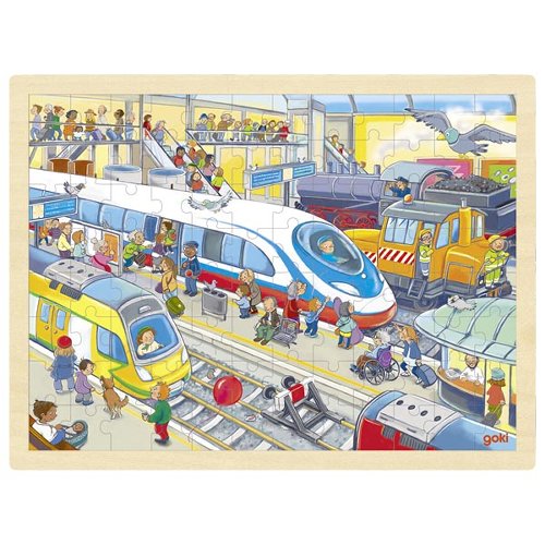 GK-57316 Puzzle Madeira com Moldura 96 peças - Estação de Comboios